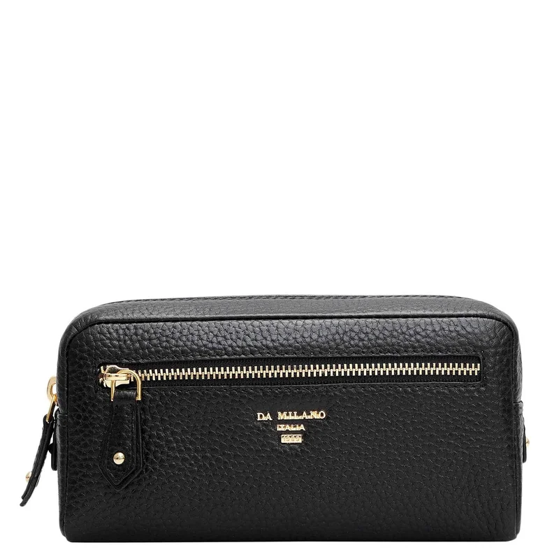 دا ميلانو Wax Leather Multi Pouch - Black